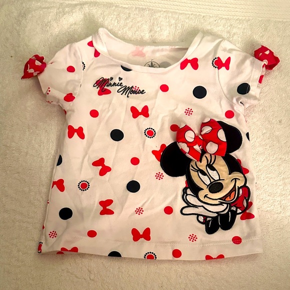 Disney Minnie Mouse Polka Dot Kids Tee - White and Red - 18m - Picture 1 of 2